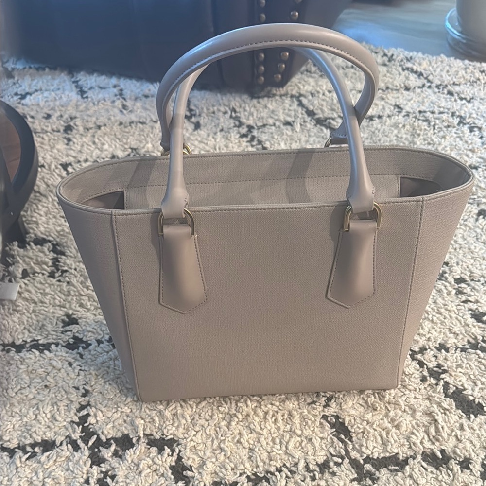 Gray Structured Tote Bag with Top Handles